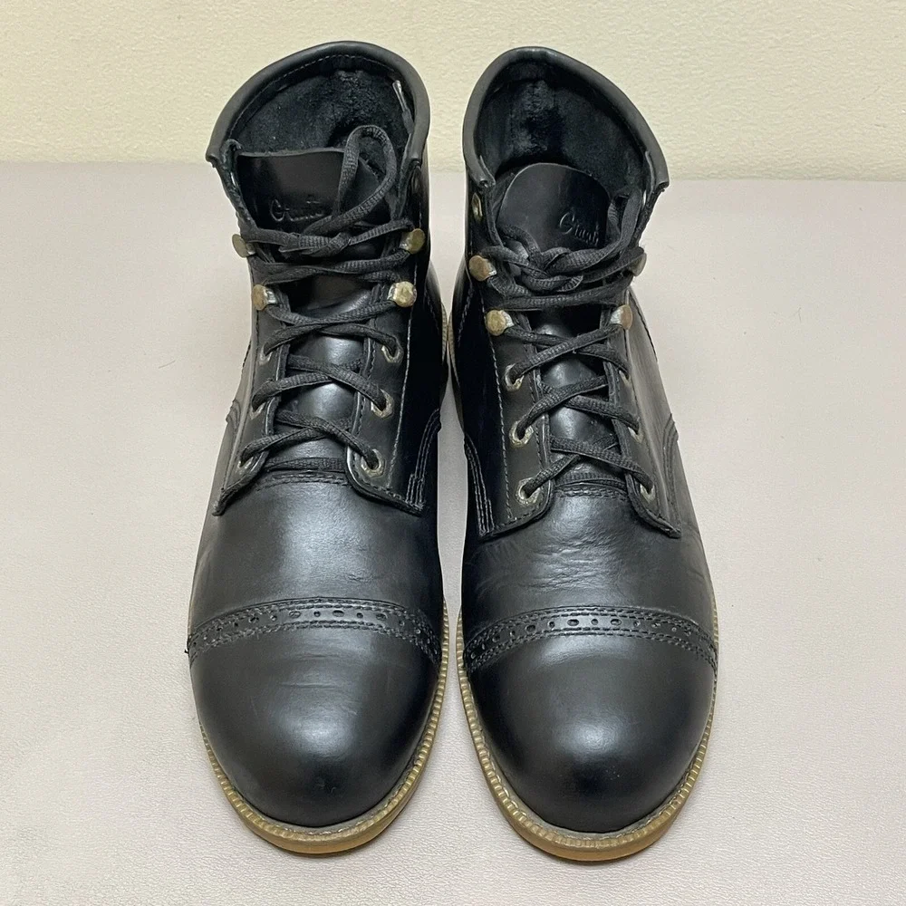 Giant Georgia Dress Boots‎ Men 10.5 W Black Leather Cap Toe Chukka Shoes Lace Up